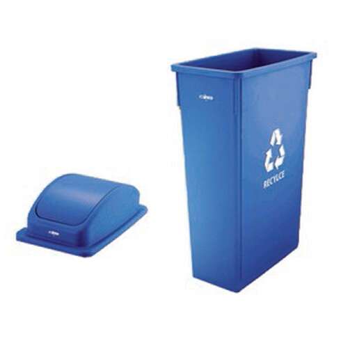 - PTC-23L, 23-Gal Slender Recycle Can with "Recycle" Sign, Blue (Cover Not Included)