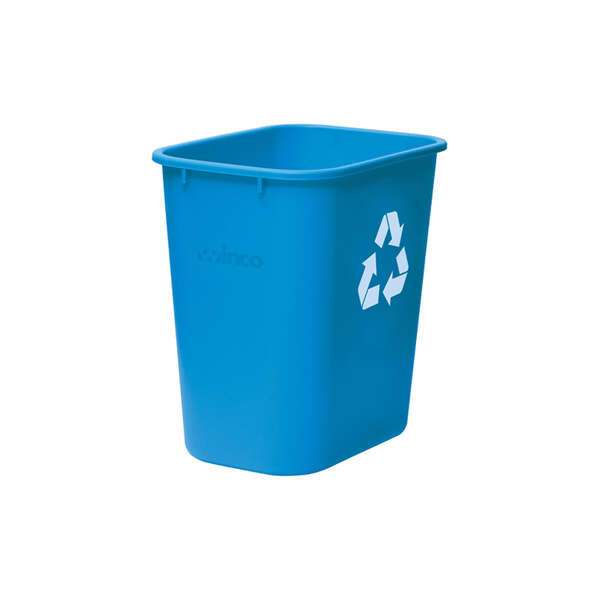 - PWR-28L, 28 Quart Blue-Recycle Plastic Rectangular Waste Basket