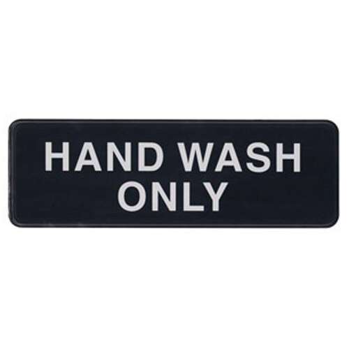 - SGN-303, 9x3-inch 'Hand Wash Only' Black Information Sign