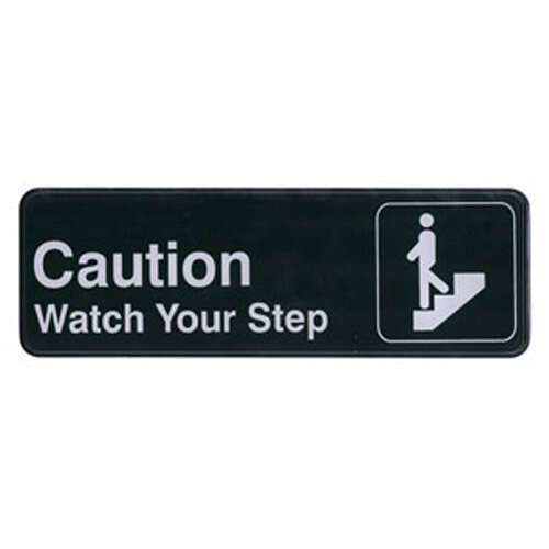 - SGN-326, 9x3-inch 'Caution. Watch Your Step' Black Information Sign