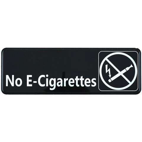 - SGN-335, 9x3-inch 'No E-Cigarettes' Black Information Sign