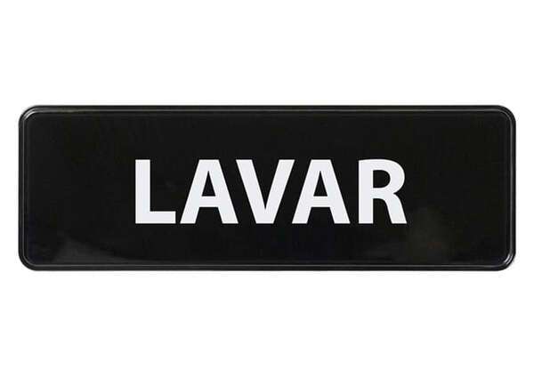 - SGN-363 9x3-inch 'Wash' Black Information Sign, Spanish