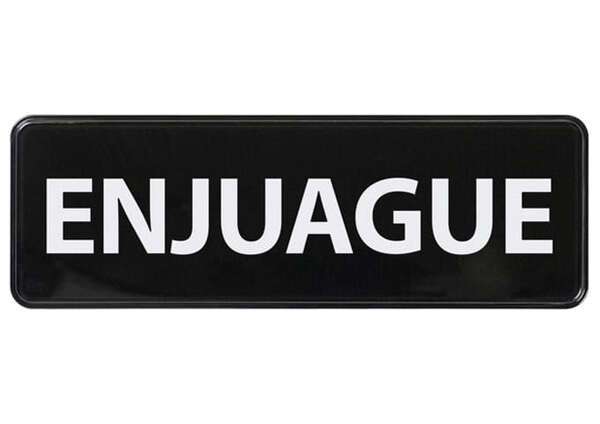 - SGN-365 9x3-inch 'Rinse' Black Information Sign, Spanish