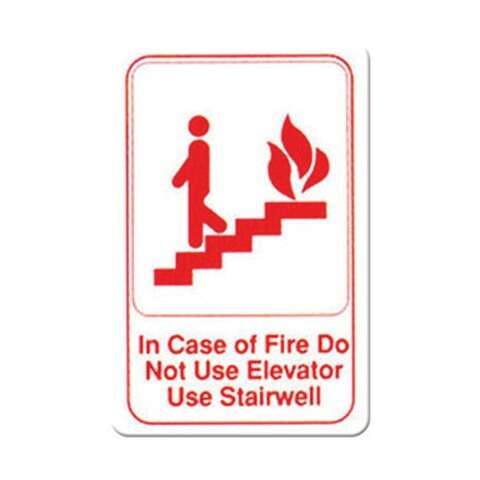 - SGN-683W, 6x9-inch 'In Case of Fire Do Not Use Elevator Use Stairwell' Information Sign