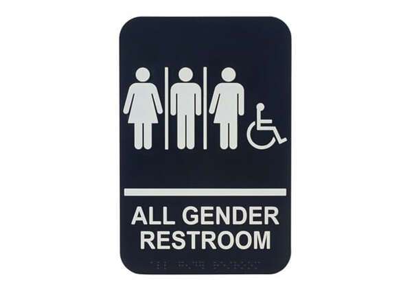 Winco SGNB-608 6x9-inch 'All Gender Restroom with Accessible' Braille Information Sign