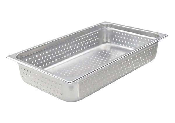 Winco SPJH-104PF, Perforated Steam Pan, Full-Size 4-inch, 22 Gauge Stainless Steel, NSF
