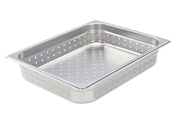 - SPJH-202PF, Perforated Steam Pan, Half-Size 2.5-inch, 22 Gauge Stainless Steel, NSF