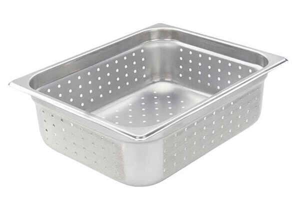- SPJH-204PF, Perforated Steam Pan, Half-Size 4-inch, 22 Gauge Stainless Steel, NSF