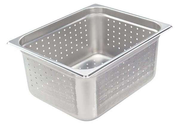 - SPJH-206PF, Perforated Steam Pan, Half-Size 6-inch, 22 Gauge Stainless Steel, NSF