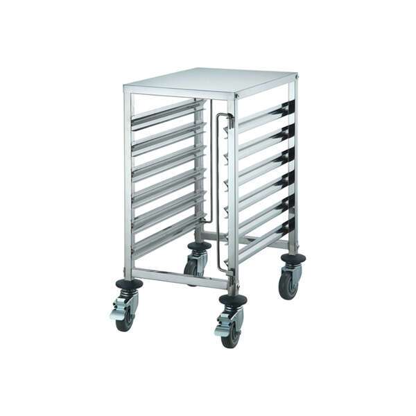 - SRK-12, 12-Tier Stainless Steel End-Load Steam Table Pan/Food Pan Rack with Brakes