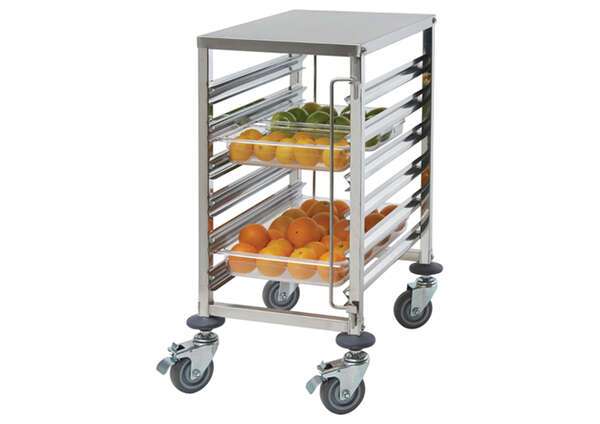 SRK-12, 12-Tier Stainless Steel End-Load Steam Table Pan/Food Pan Rack with Brakes