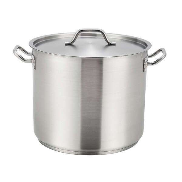 - SST-32, 32-Quart 11.8-Inch High 14.25-Inch Diameter Stainless Steel Stock Pot with Cover, NSF