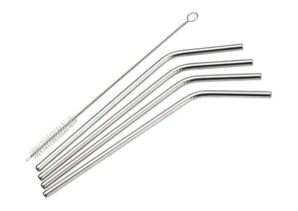 - SSTW-8C 18/8 Stainless Steel Curved Drinking Straws, 5-Piece Set