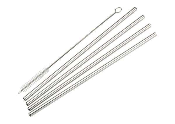 - SSTW-8S 18/8 Stainless Steel Straight Drinking Straws, 5-Piece Set