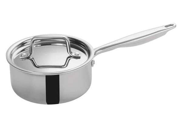- TGAP-2, 1.5-Quart Tri-Ply Stainless Steel Sauce Pan w/Lid, NSF