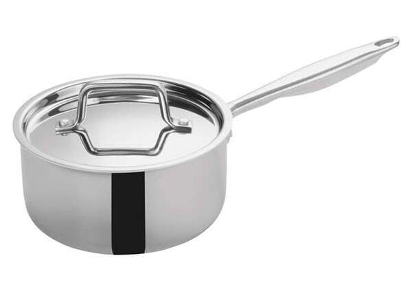 - TGAP-3, 2.5-Quart Tri-Ply Stainless Steel Sauce Pan w/Lid, NSF