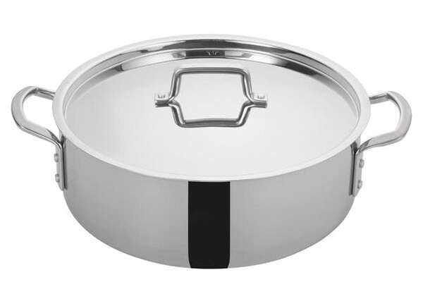- TGBZ-14, 14-Quart Tri-Ply Stainless Steel Braizer w/Lid, 2 Handles, NSF