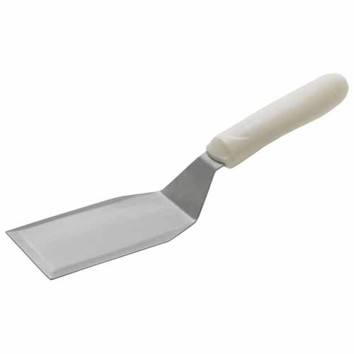 - TWP-61, Offset Hamburger Turner with 5.13x2.88-Inch Blade and White Polypropylene Handle, NSF