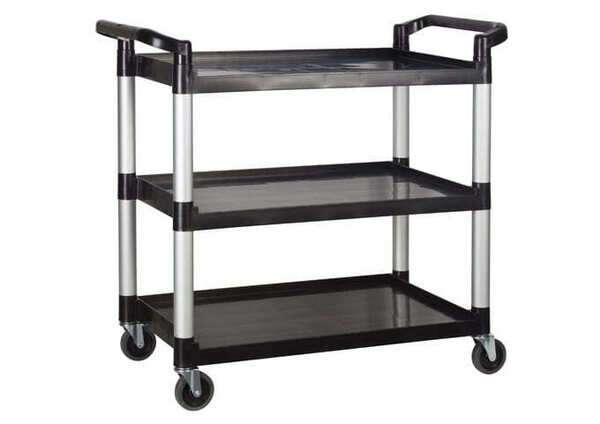 Winco UC-3019K, 40.75 x 19.5 x 37-3/8-Inch Utility Cart, 3 Tiers, Black