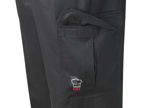Winco UNF-11KXS, Black Cargo Chef Pants, X-Small