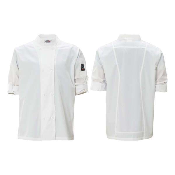 Winco UNF-12WL, White Ventilated Chef Jacket with Roll-Tab Sleeves and Tapered Fit, Large