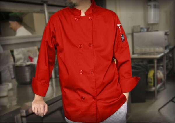 Winco UNF-6RXXL, Red Men’s Tapered Fit Chef Jacket, 2X-Large