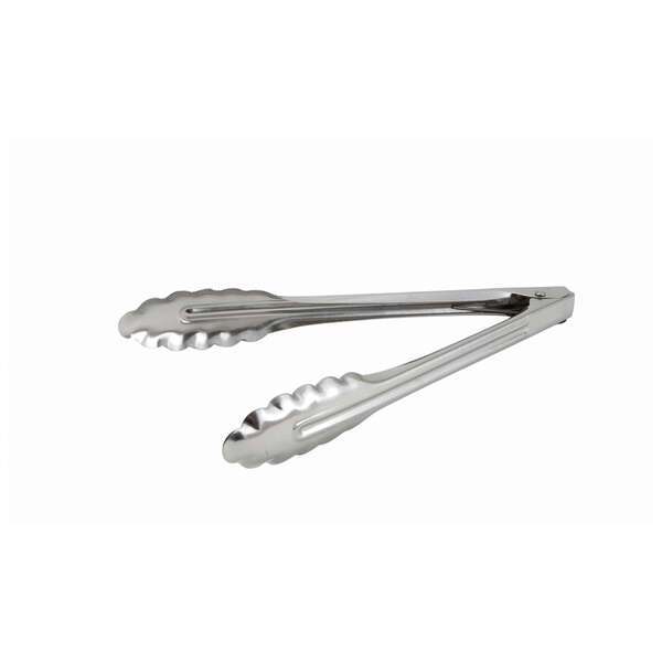 - UT-9LT, 9-Inch Stainless Steel Utility Tong with Scalloped-Edge