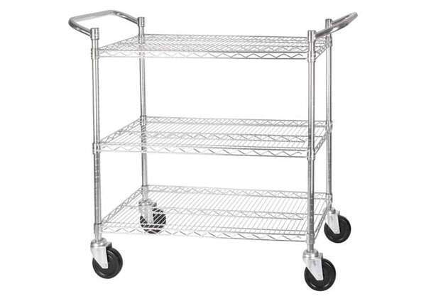 - VCCD-1836B, 18x36-Inch Wire Shelving Cart, Chrome Plated, 3 Tiers