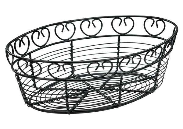- WBKG-10O, 10-Inch Oval Black Metal Wire Bread Basket