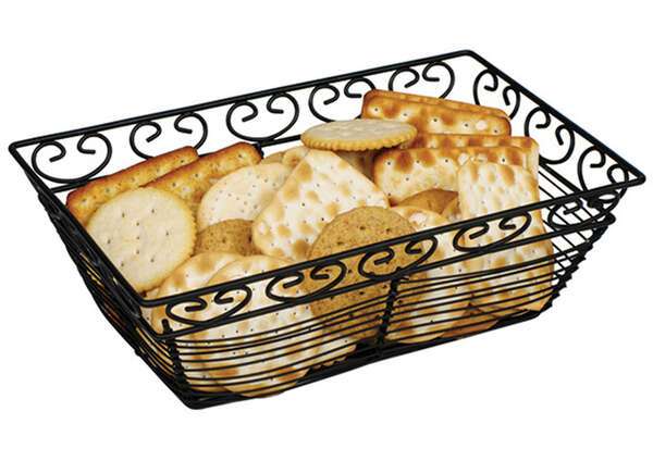 WBKG-9, Black Rectangular Metal Wire Bread and Fruit Basket