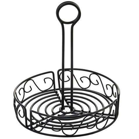 WBKH-7R, Black Round Wire Tabletop Condiment Rack