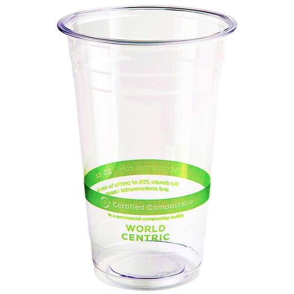 World Centric CP-CS-20, 20 Oz Clear PLA Cold Cups, 1000/CS