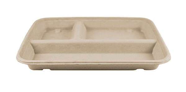 World Centric CT-SC-16T, 16 Oz Compostable 3-Compartment Fiber Tray, 400/CS