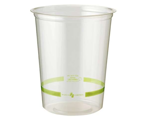 World Centric DC-CS-32, 32-Ounce Ingeo Clear Round Deli Containers, 500/CS, ASTM, BPI