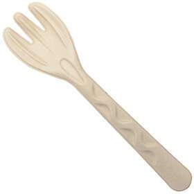 World Centric SF-FB-10-LF, 10-inch Beige Fiber Serving Forks, 100/CS