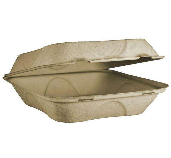 World Centric TO-SC-U9L-LF, 9x9x3-inch Beige Fiber PLA Lined Clamshells, 300/CS