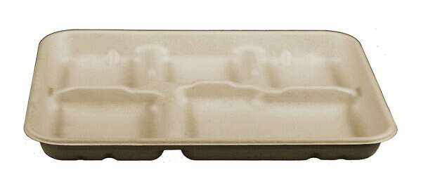 World Centric TR-SC-UF, 10.5x8.5x1-Inch 5-Compartment Fiber Tray, 400/CS, ASTM D6400, BPI, USDA
