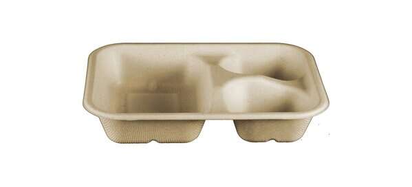 World Centric TR-SC-UT, 8x6x1.5-Inch 3-Compartment Fiber Tray, 500/CS, ASTM D6400, BPI, USDA