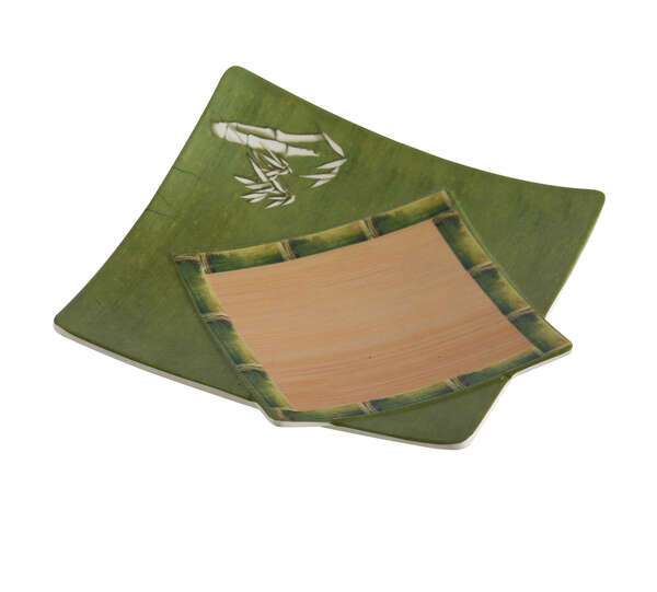 Yanco BA-1111 11x11-Inch Bamboo Style Melamine Square Plate, DZ