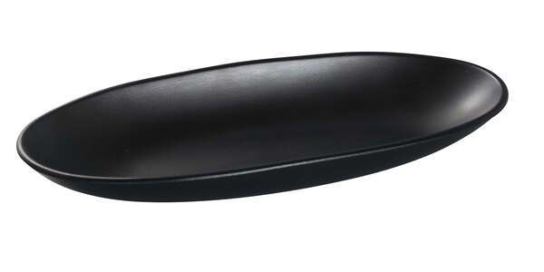 Yanco BP-4113 12.75x5.5x1.5-Inch Black Pearl Melamine Oval Deep Plate, DZ