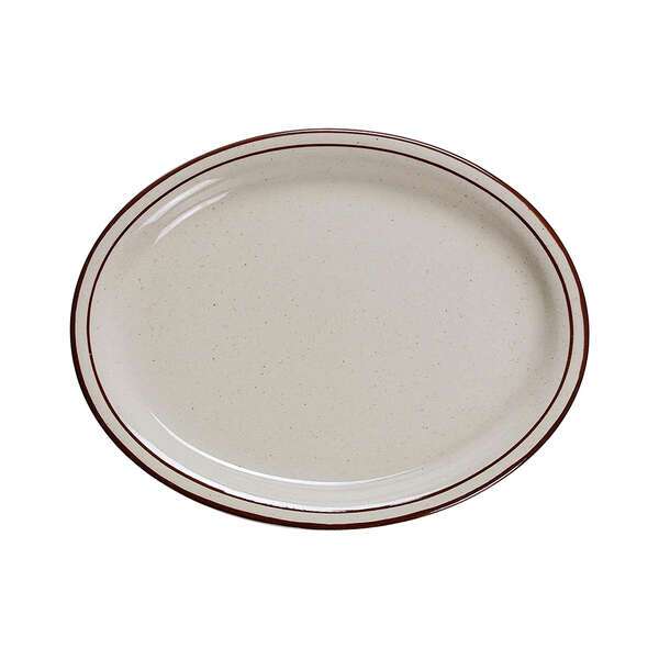 Yanco BR-14, 13.25x10.25-Inch Porcelain Speckled Platter, DZ