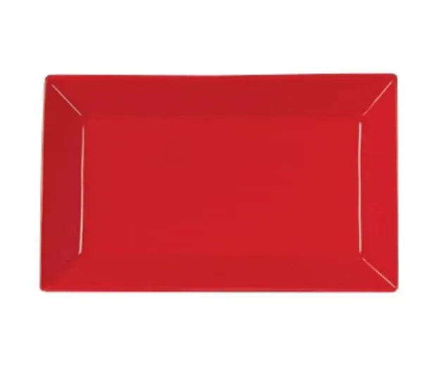 Yanco CA-212RD, 12&rdquo;x8&rdquo; Carnival Red Rectangular China Plate, 12/CS