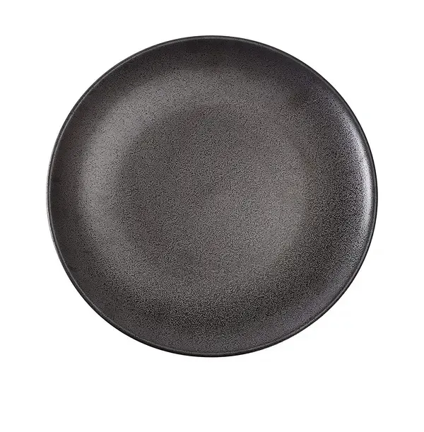 Yanco DB-109 9x0.875-Inch Porcelain Diamond Black Coupe Shape Round Plate, 24/CS