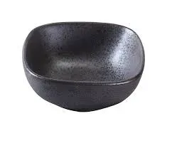 Yanco DB-3003 6 Oz 4x4x1.75-Inch Porcelain Diamond Black Square Bowl, 36/CS