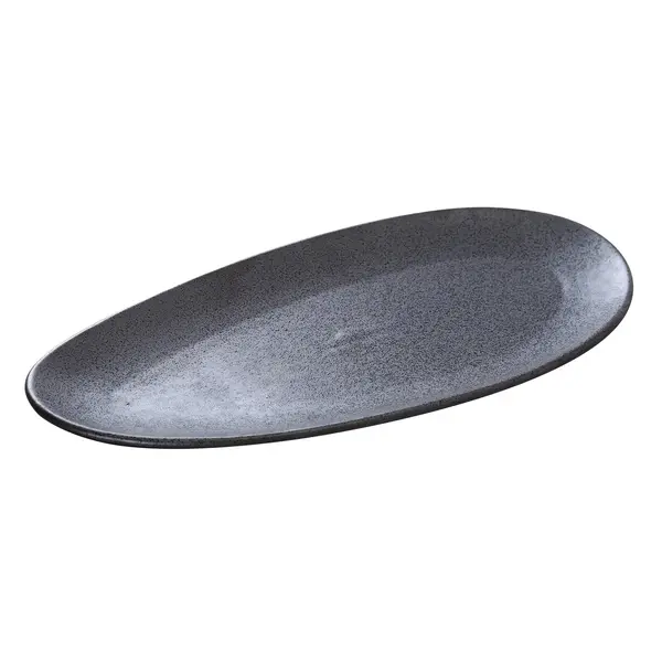 Yanco DB-310 10x4.75x.75-Inch Porcelain Diamond Black Leaf Shape Plate, 24/CS