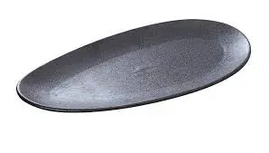 Yanco DB-314 14x6.5x.875-Inch Porcelain Diamond Black Leaf Shape Plate, DZ