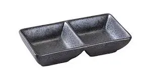 Yanco DB-4032 2 Oz each 5.5-Inch Porcelain Diamond Black Double Sauce Dish, 36/CS