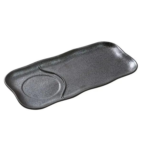 Yanco DB-4112 12x6-Inch Porcelain Diamond Black Compartement Plate Matching With DB-4105, DZ