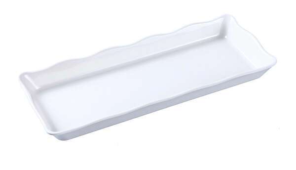 Yanco DC-6014W 14x5.5x1-Inch Deli Scallop Edged White Melamine Display Tray, 6/CS