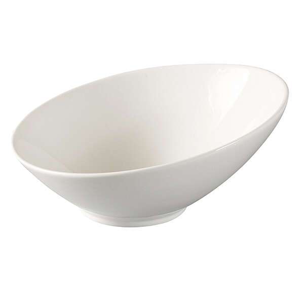 Yanco FU-606 9 Oz 6x3-Inch Porcelain Fuji Bone White Sheer Oval Slanted Bowl, 36/CS
